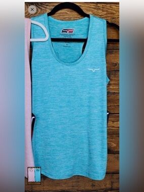 Blue razor back tank top